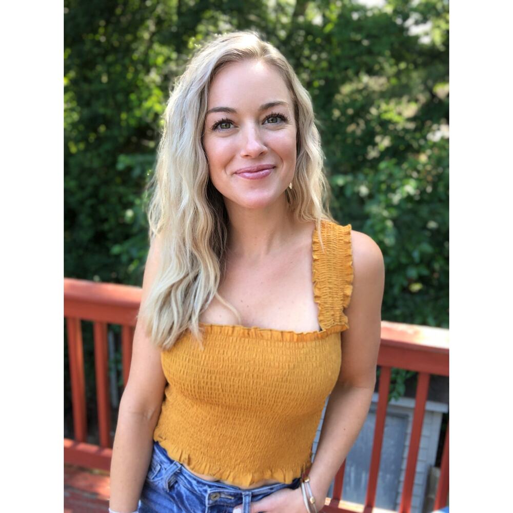 Ruffle and Smock Me Top-Mustard